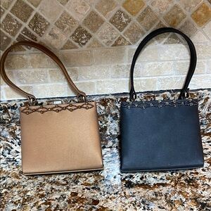 Elegant Black and Tan Handbag Set
